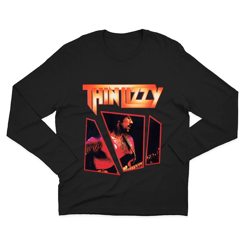 Thin Lizzy Vintage Concert Album Art with Red Typography Male Long Sleeve T-Shirt