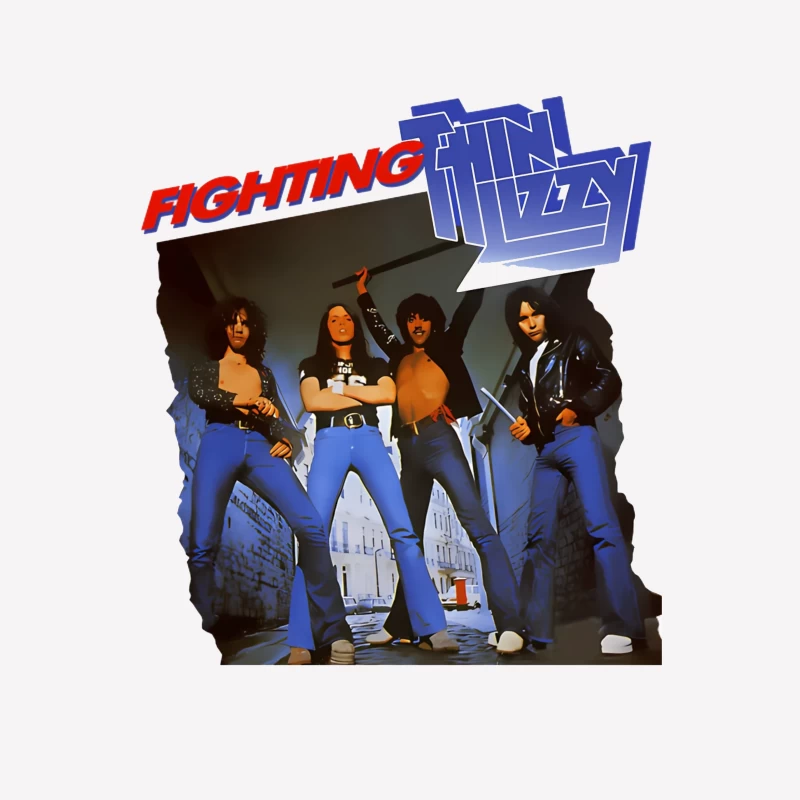 Thin Lizzy "Fighting" Album Cover Promotional Photo from 1970s Female T-Shirt