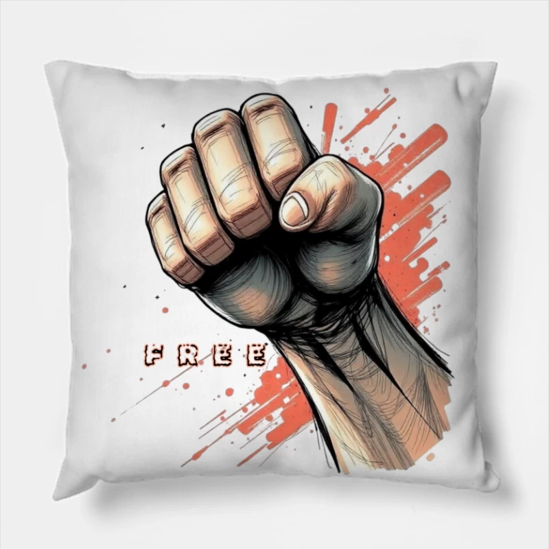 Raised Fist Symbol of Freedom and Resistance Throw Pillow