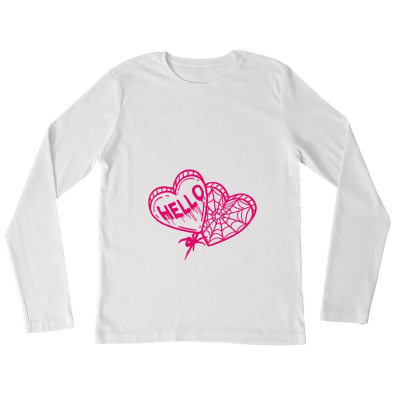 Herzballons mit Netzen und Hallo Damen Langarm T-Shirt