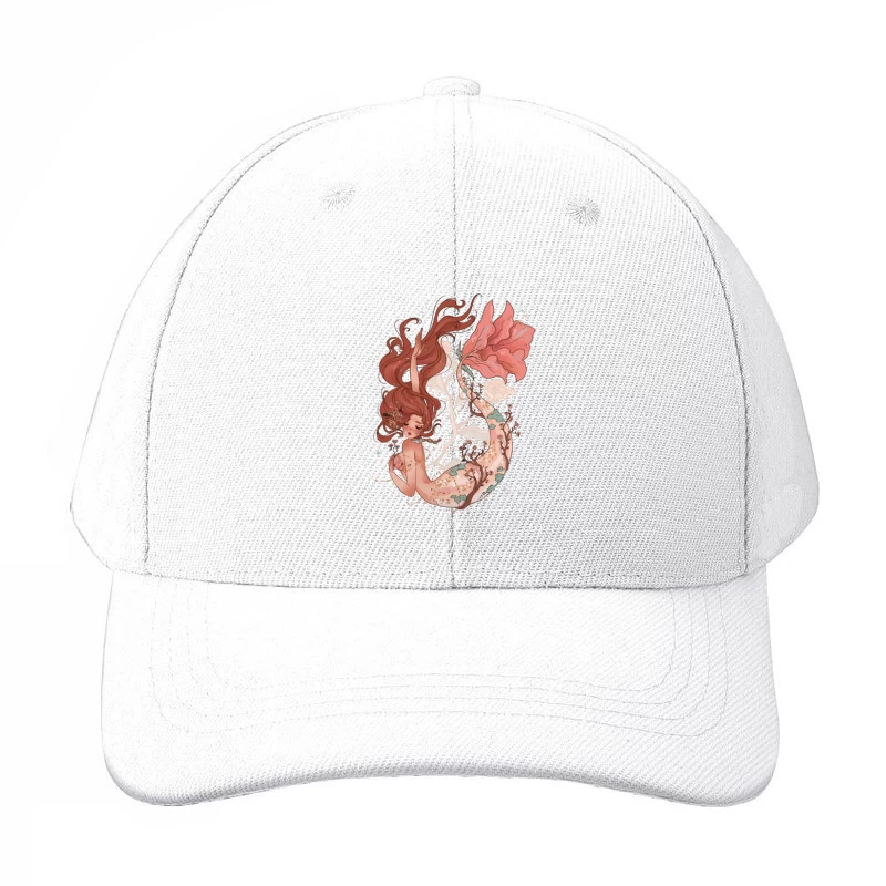 Enchanting Pastel Mermaid with Floral Accents Baseball Cap