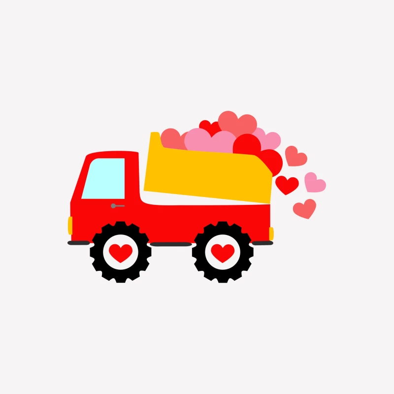 Camion déchargeant des cœurs colorés Femme T-Shirt