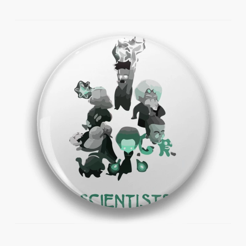 Abstract Cartoon Illustration of Green Scientists Characters Pin