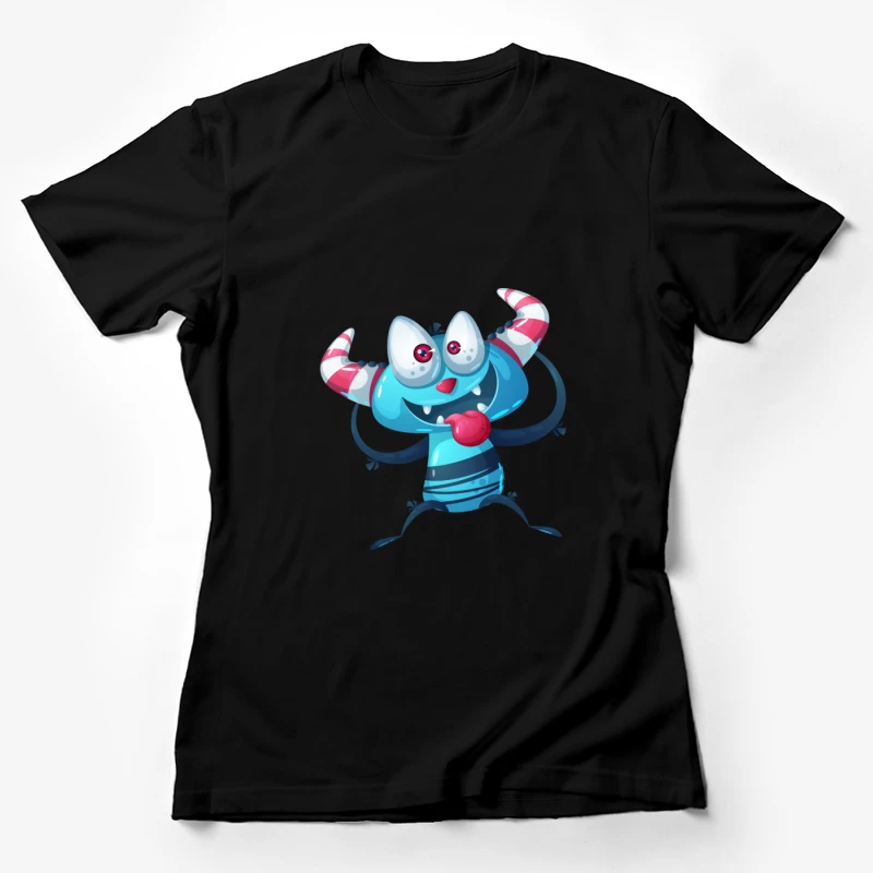 blauer Monstercharakter mit Hörnern Damen T-Shirt