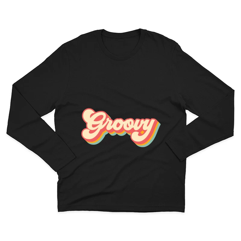 Retro Groovy Schriftzug Herren Langarm T-Shirt