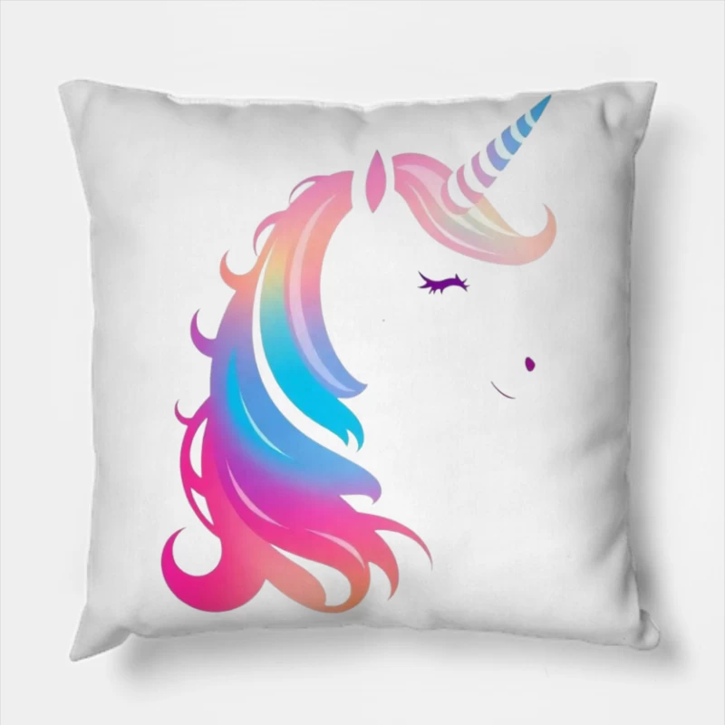 Rainbow Pastel Unicorn Silhouette Throw Pillow