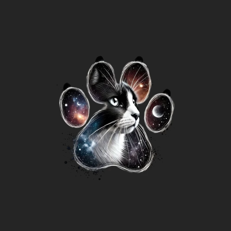 Cosmic Cat Paw Print Art Male Pullover Sweatshirt