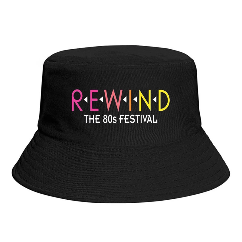 Rewind: The 80s Festival Colorful Typography Design Bucket Hat