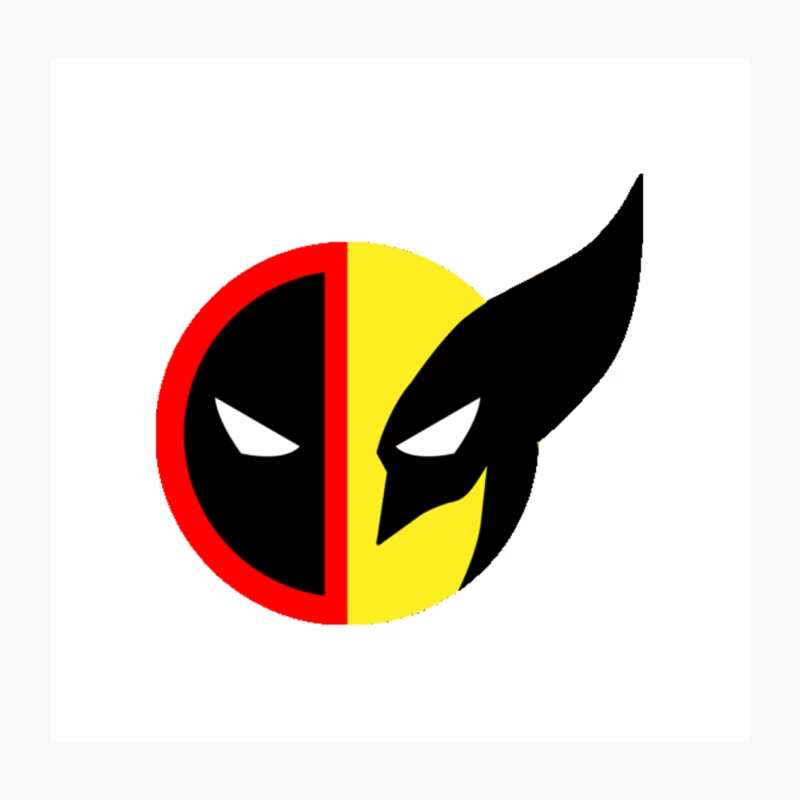 Merged Superhero Logo: Deadpool and Wolverine Throw Pillow