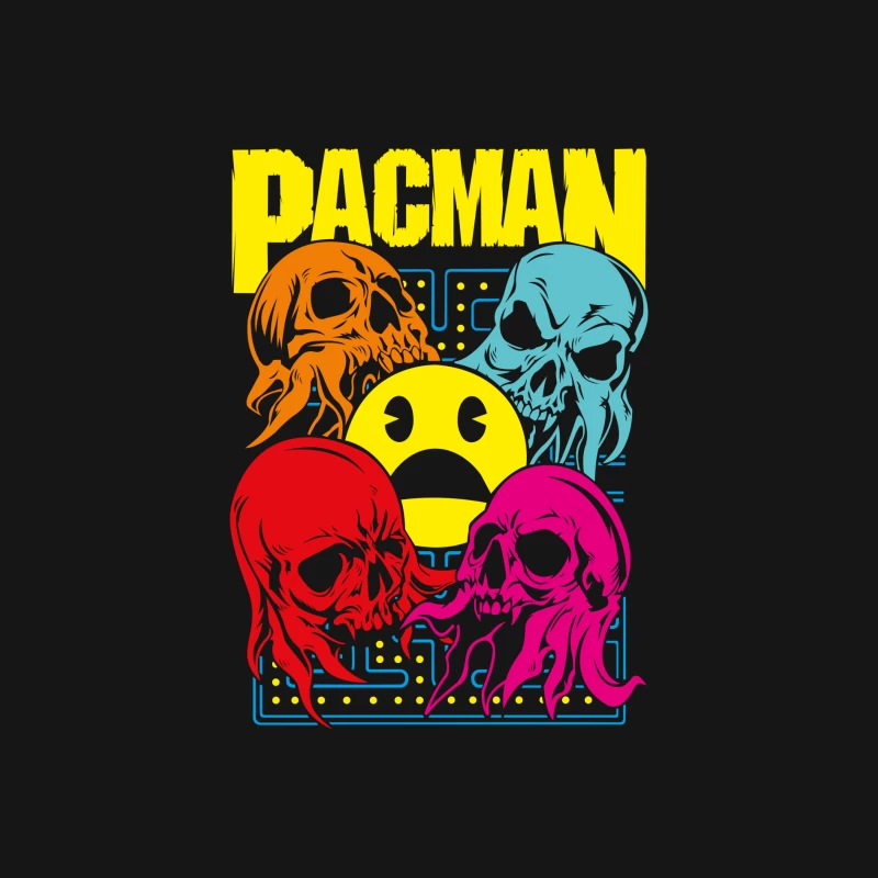 Pac-Man Skull Design Male Long Sleeve T-Shirt