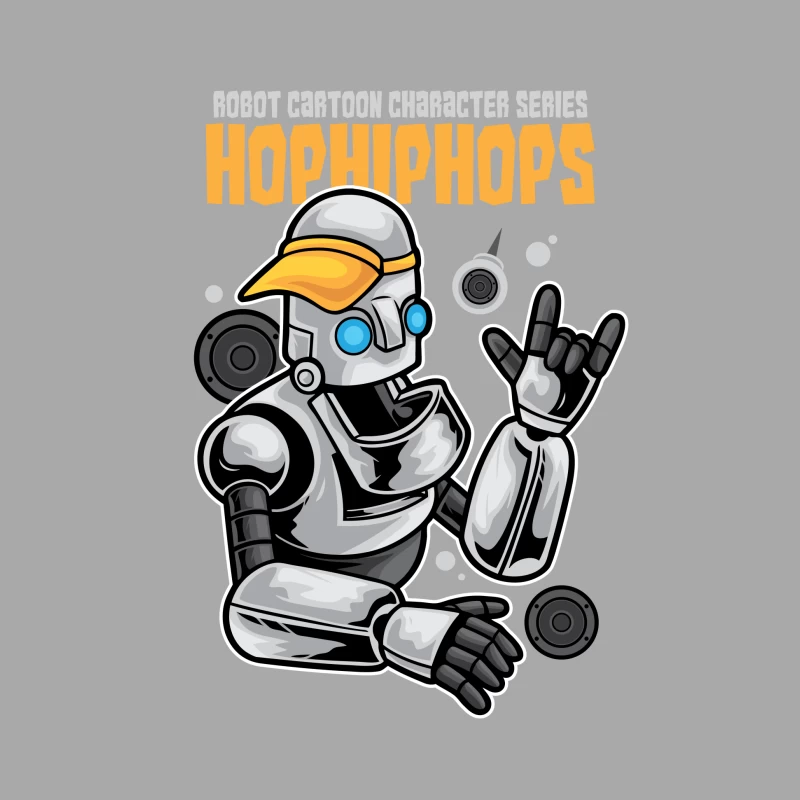 Stylischer Roboter mit orangefarbener Mütze Herren Pullover Hoodie