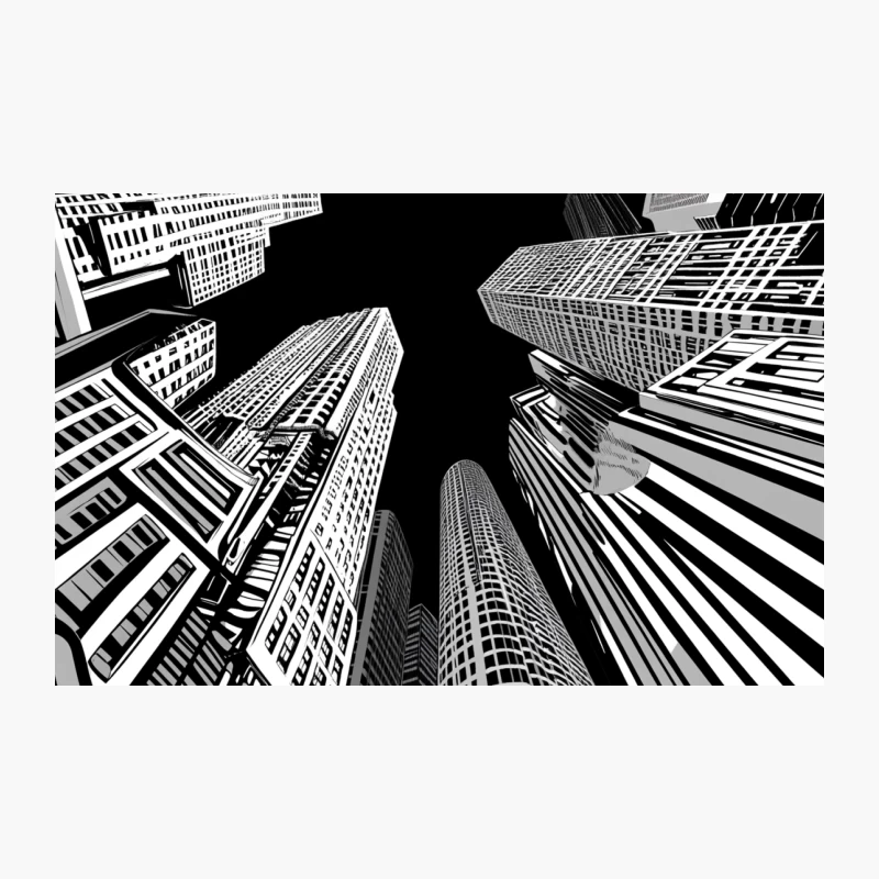 Dramatic Urban Skyline: A Geometric Perspective of Modern Skyscrapers Travel Mug