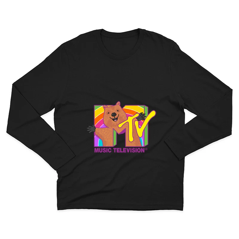 Kreatives MTV-Logo mit Bär und Regenbogen Herren Langarm T-Shirt