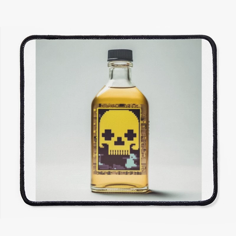 Pixel Art Skull Liquor Bottle with Retro Gaming Design Mouse Pad