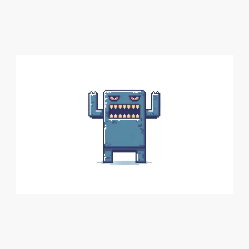 Pixelated Blue Monster Character with Angry Expression Travel Mug