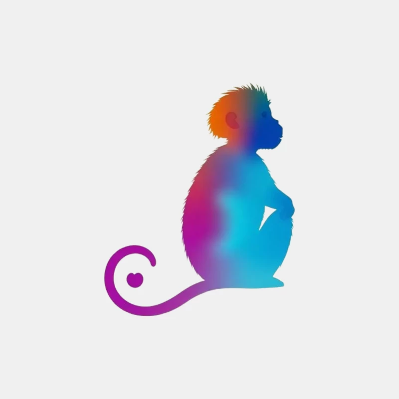 Colorful Gradient Monkey Silhouette with Curled Tail Male Tank Top