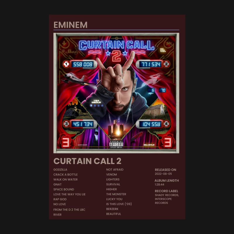 Eminem's Curtain Call 2 Album Cover and Track Details Male Long Sleeve T-Shirt