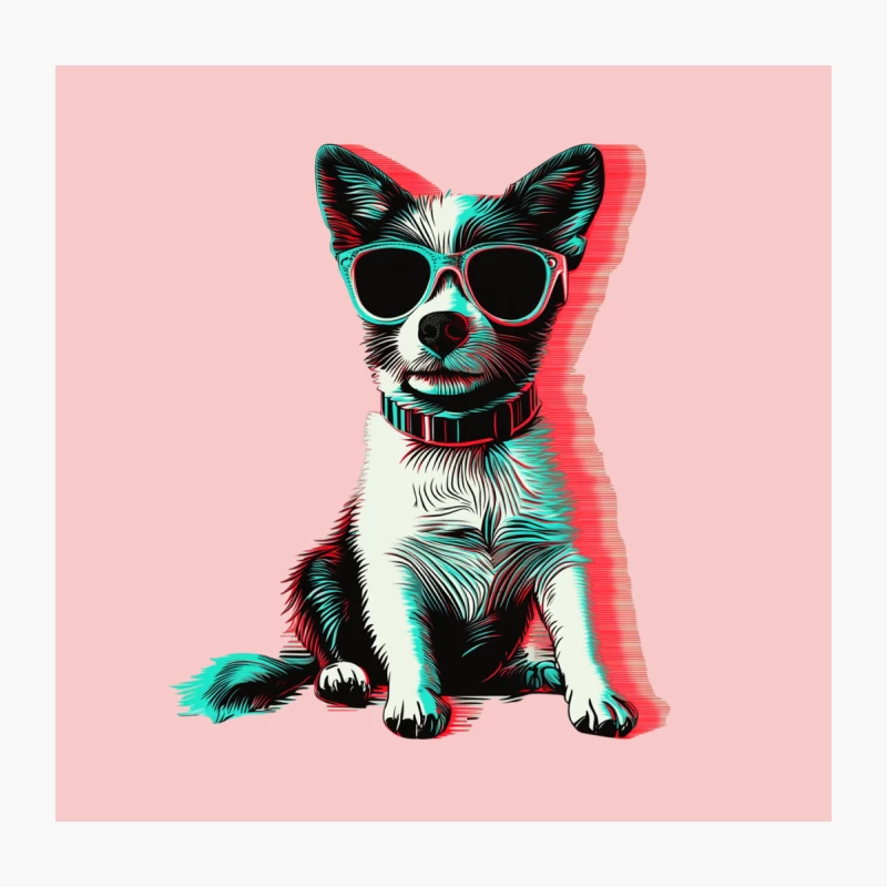 Stylish Pup: 3D Graphic Design of Cool Dog with Shades Throw Pillow