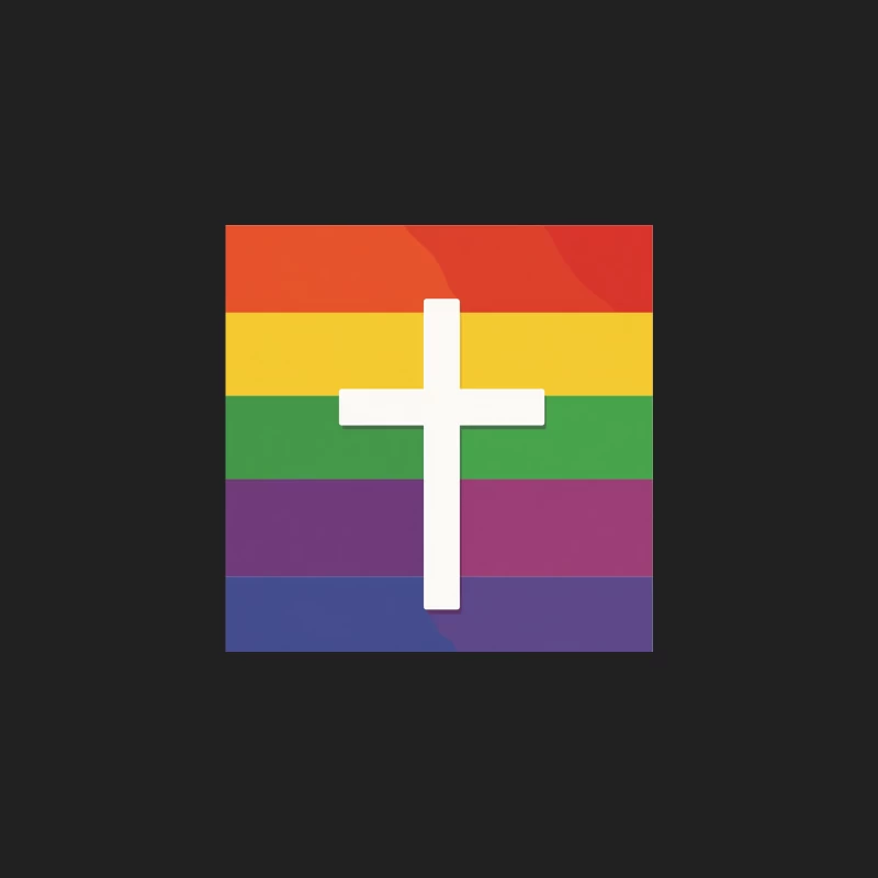 Christian Cross on Rainbow Pride Flag: Religious LGBTQ Symbolism Bucket Hat