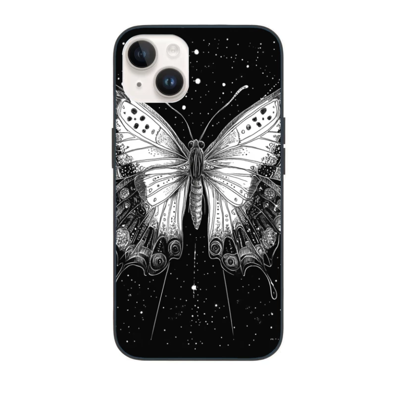 Cosmic Butterfly and Stargazing Gnome: A Whimsical Night Sky Fantasy iPhone Case