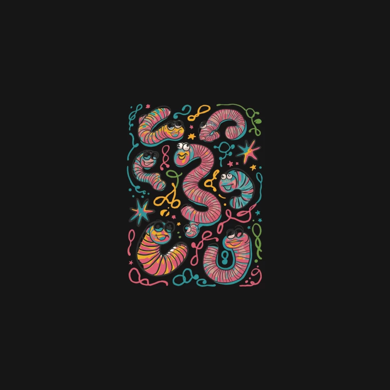 Cheerful Cartoon Worms and Numbers Doodle Desk Mat