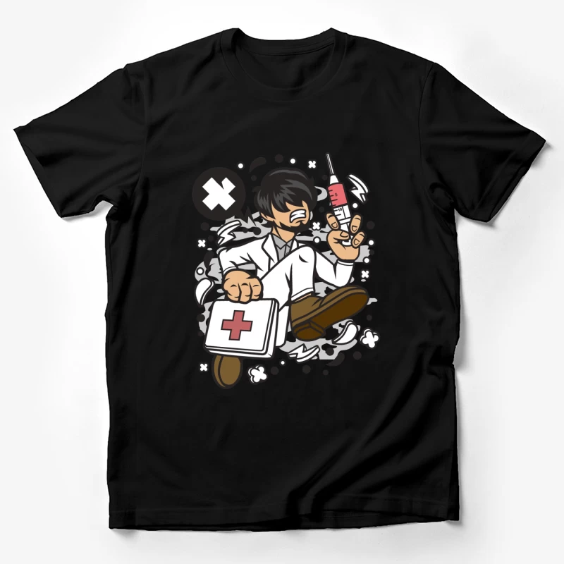 Illustration humoristique d'un médecin stressé Homme T-Shirt