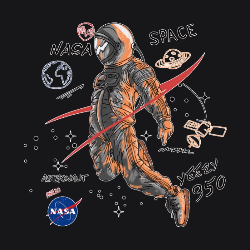 Astronaut mit Yeezy und NASA-Thema im Weltraum Herren Pullover Hoodie