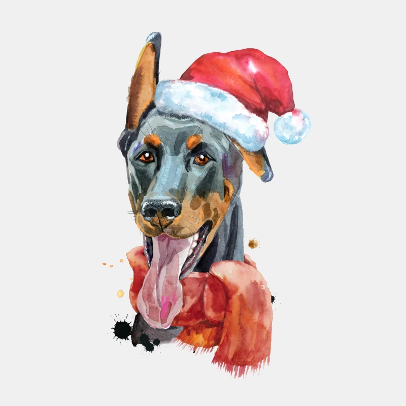 Weihnachtlicher Dobermann mit Hut Herren Tanktops