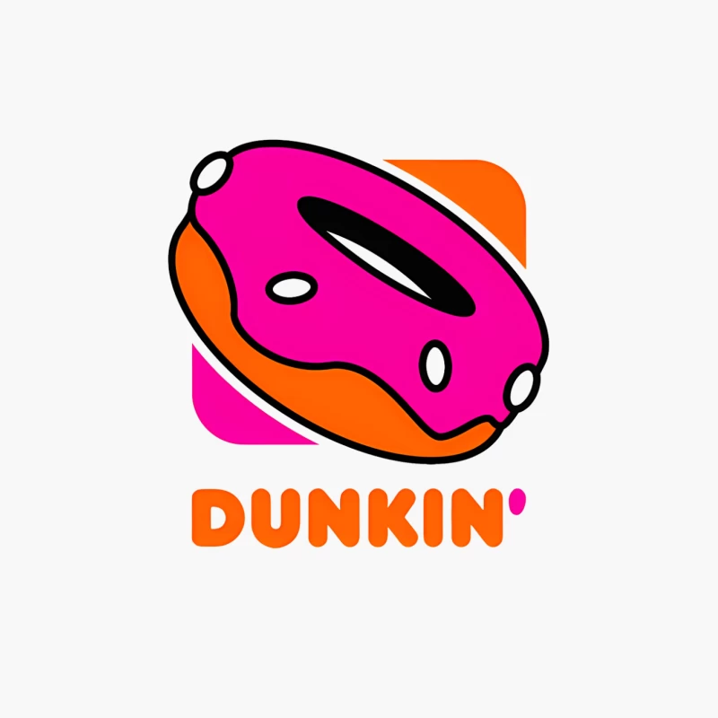 Dunkin' Brand Logo with Pink and Orange Donut Cotton Tote Bag