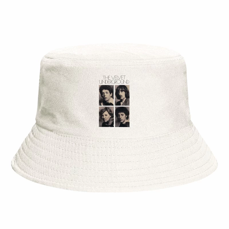 Vintage Black and White Portrait Collection of The Velvet Underground Band Members Bucket Hat