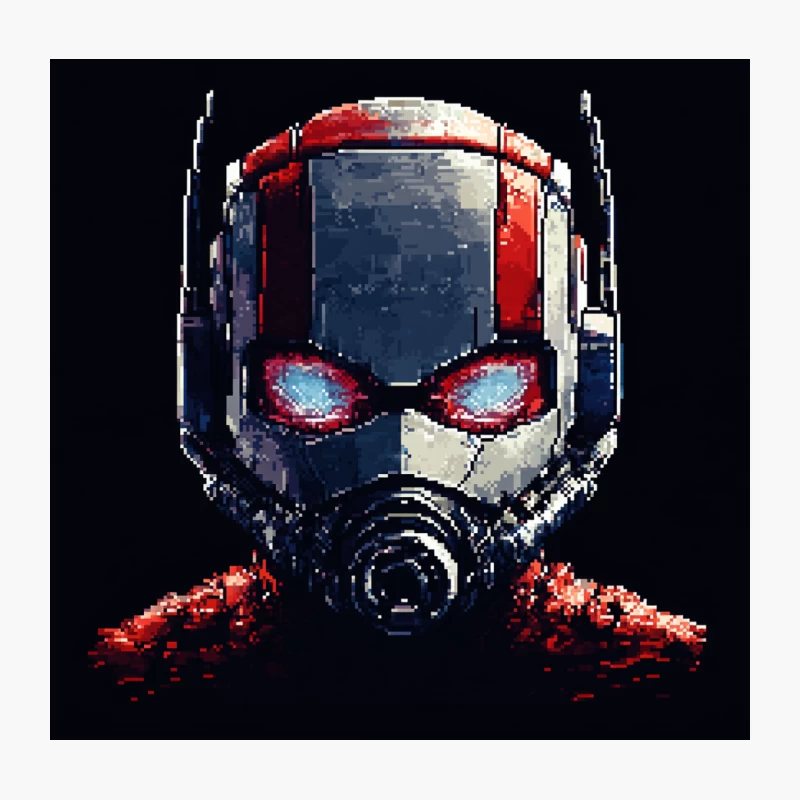 Pixelated Ant-Man: Marvel Superhero's Sci-Fi Helmet Throw Pillow