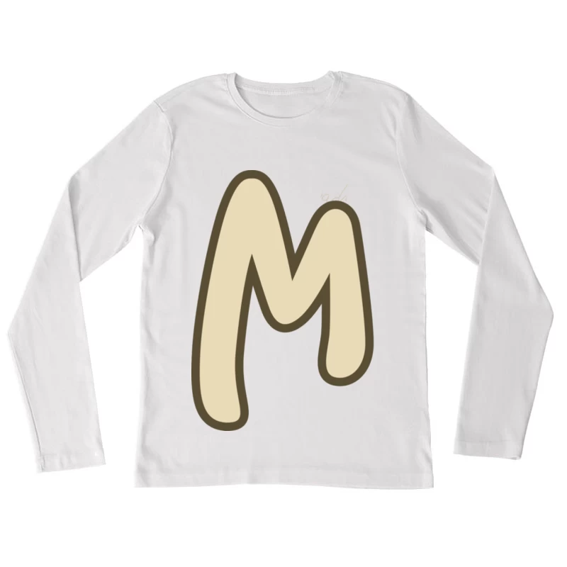Beiger Buchstabe M Illustration Damen Langarm T-Shirt