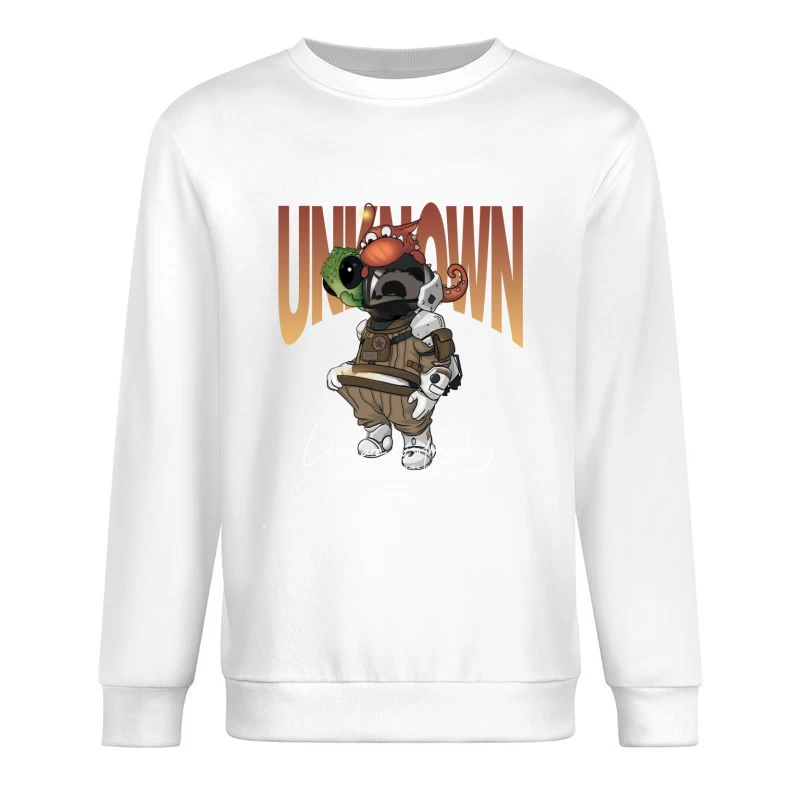 Abstrakte Cartoon-Kreatur-Kollage Herren Pullover Sweatshirt
