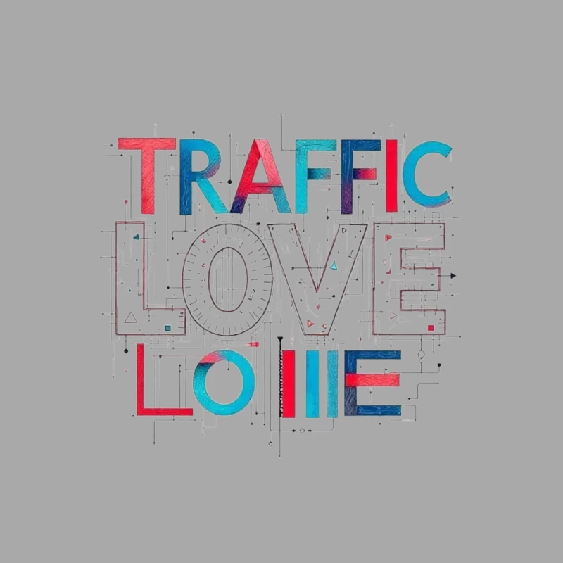 Traffic Love Typography with Technical Design Elements Male Pullover Hoodie