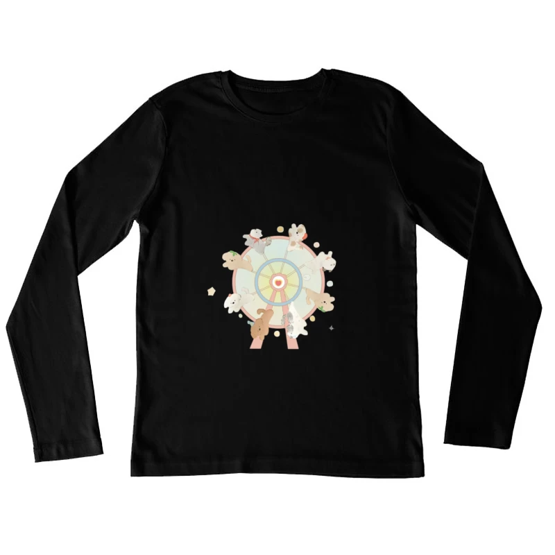 Des oursons mignons sur une grande roue Femme Manches Longues T-Shirt