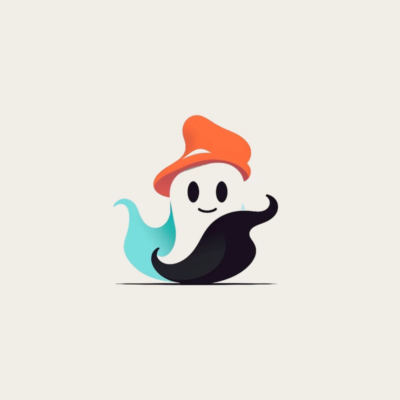 Cute Ghost Mascot with Orange Hat Bucket Hat