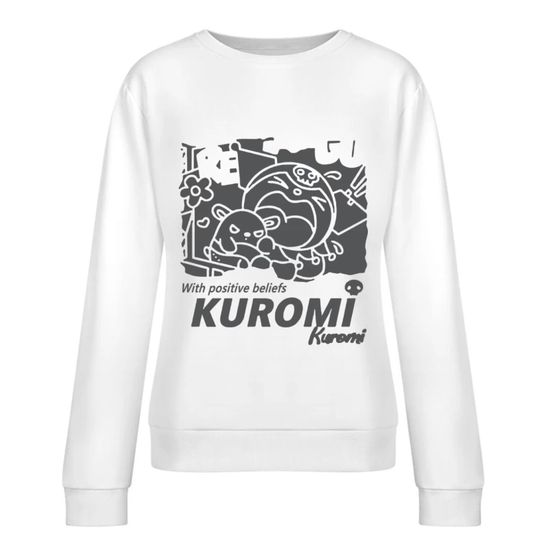 Kuromi und Freunde mit Blumen Damen Pullover Sweatshirt