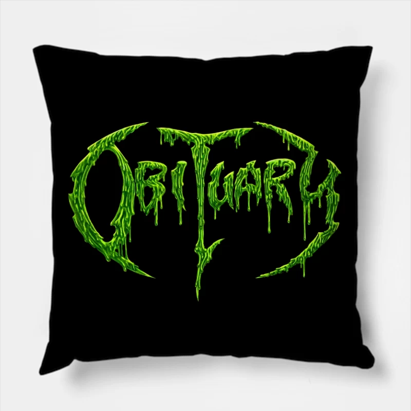 Obituary Green Logo Throw Pillow