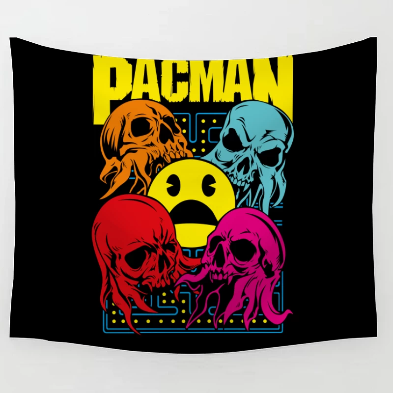 Pac-Man Skull Design Tapestry