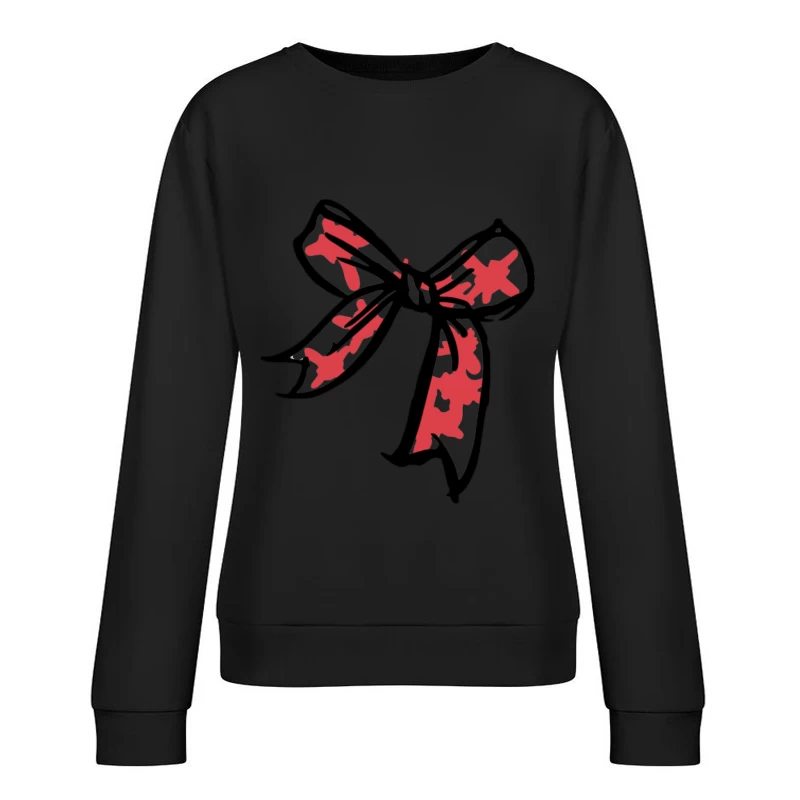 Rote Schleife mit schwarzen Konturen Damen Pullover Sweatshirt