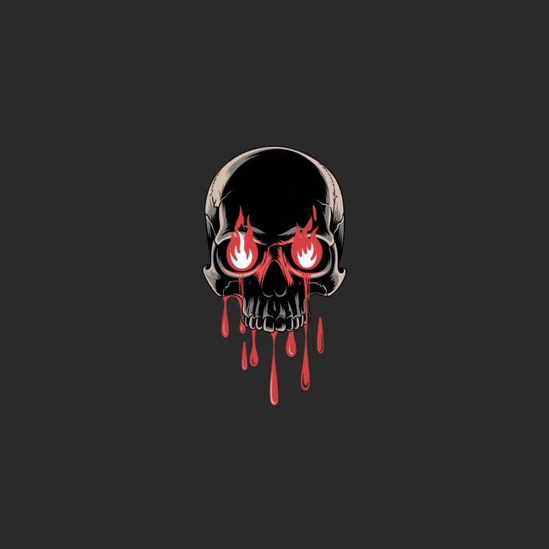 Flaming Eyes Gothic Skull with Dripping Blood Baseball Cap