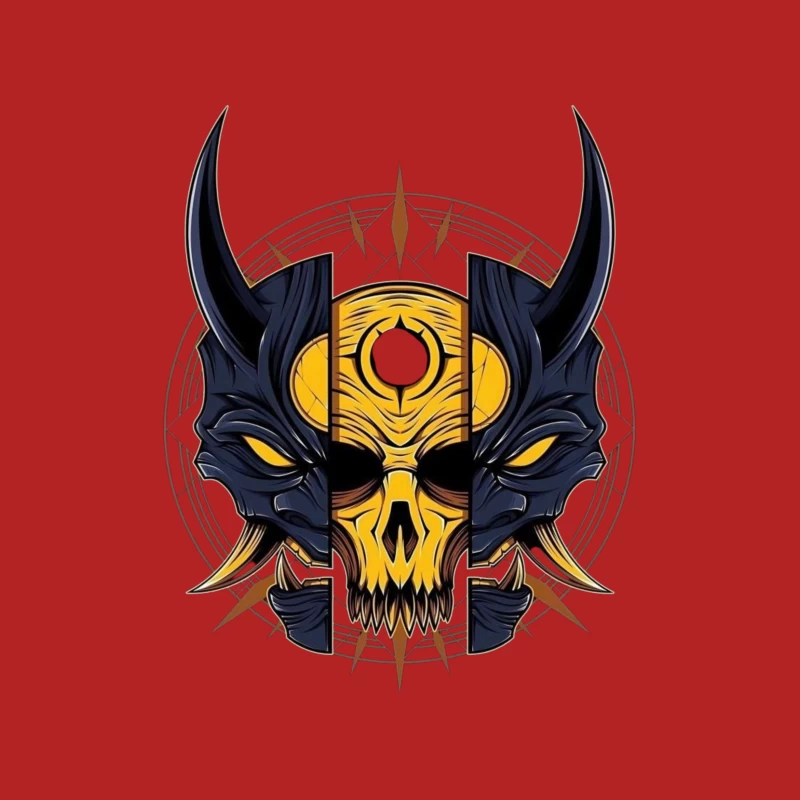 Fantasy Demon Skull Illustration Male T-Shirt