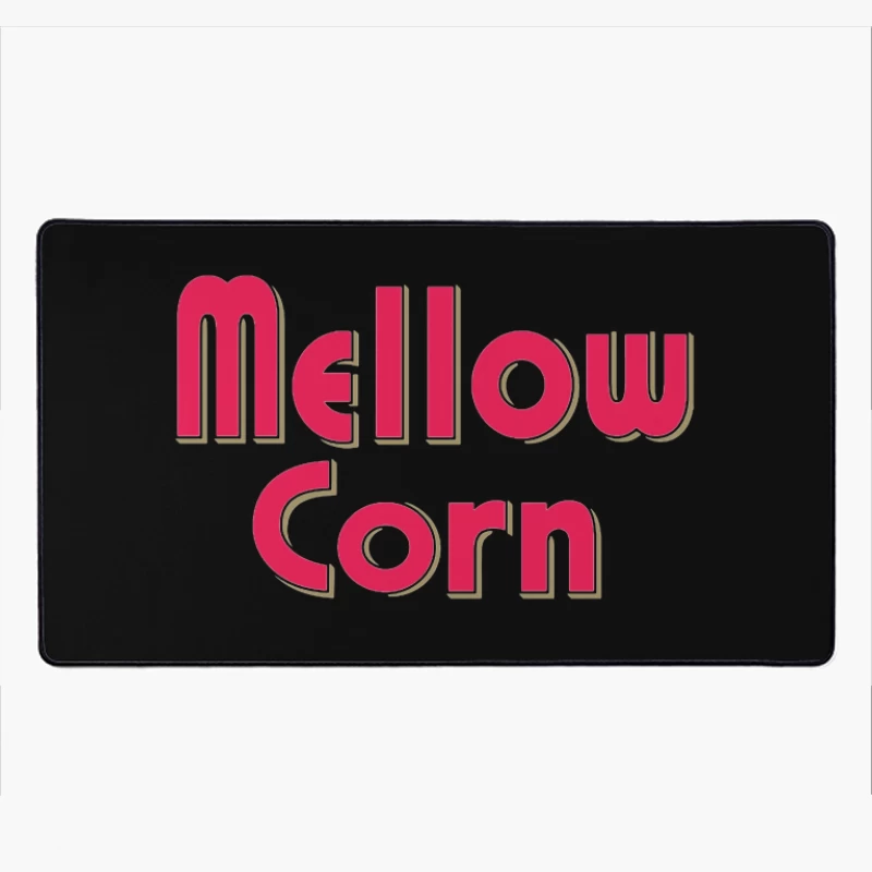 Retro Pink "Mellow Corn" Typography Logo Design Desk Mat