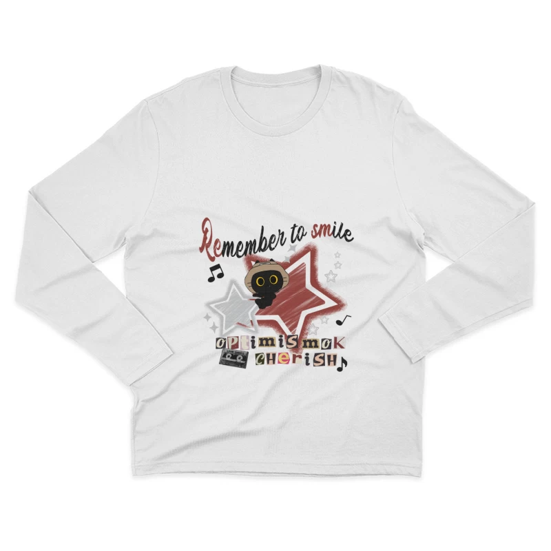 Erinnere dich zu lächeln mit Katzenbegleitung Herren Langarm T-Shirt