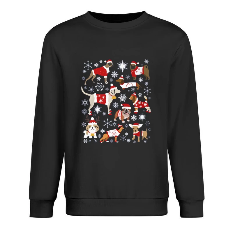 Chiens de Noël en pulls et chapeaux Homme Sweat-shirt à enfiler