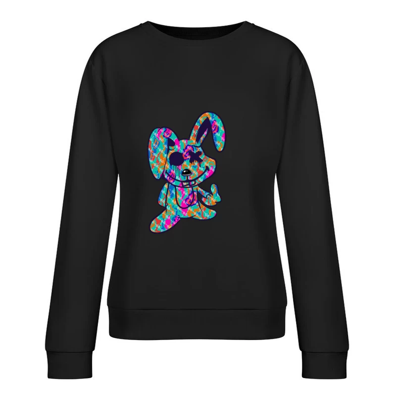 Bunter Graffiti-Hase Damen Pullover Sweatshirt