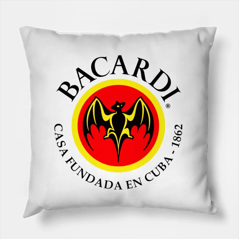 Bacardi Rum's Historic Cuban Bat Logo Throw Pillow