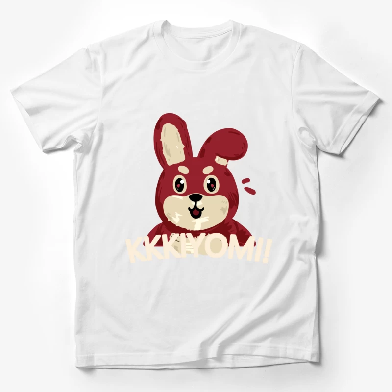 Niedlicher roter Hase Cartoon Herren T-Shirt