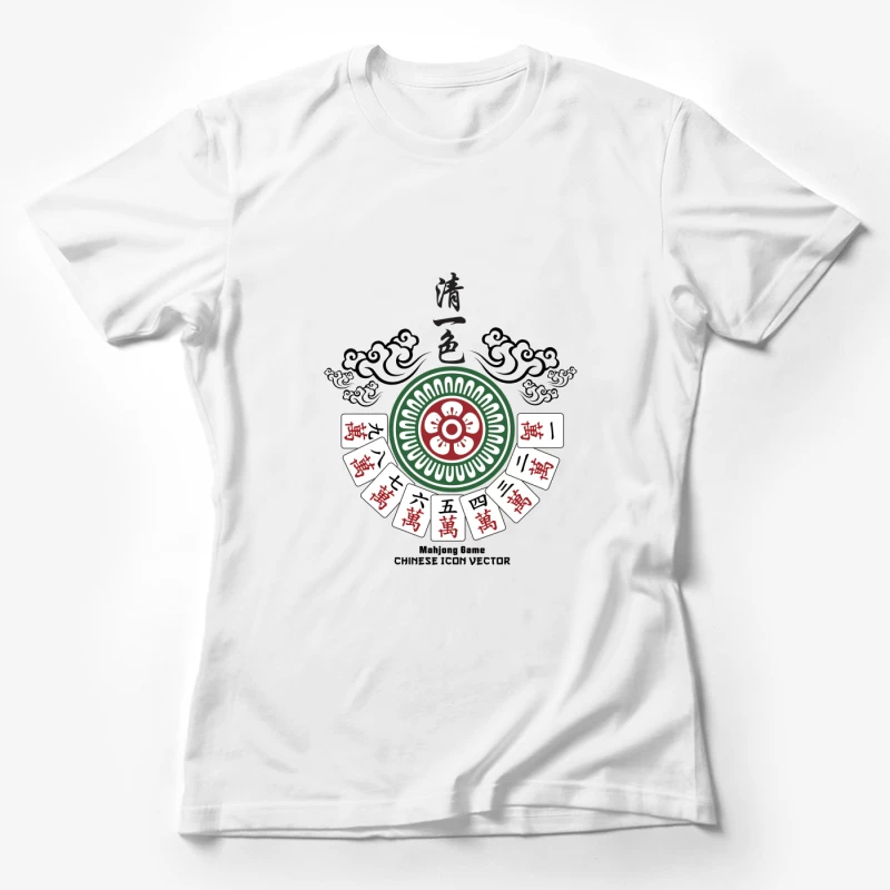 Mahjong-Kunstwerk mit Blumen- und Zahlensteine Damen T-Shirt