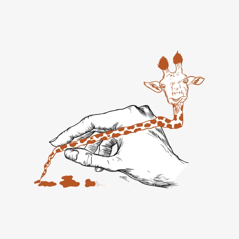 Illustration créative d'une main et d'une girafe Homme Sweat-shirt à enfiler